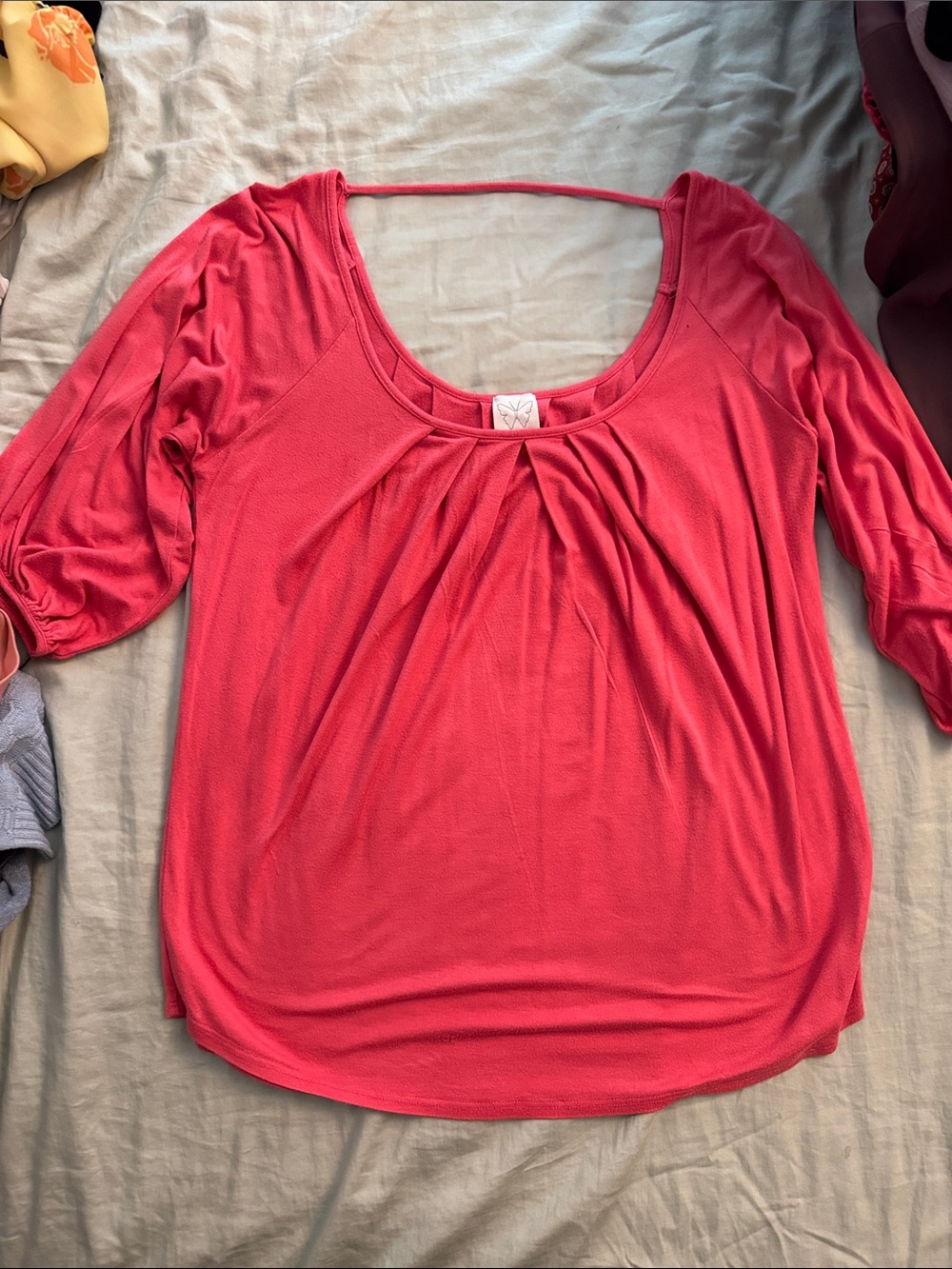 Ella Moss Scoop Neck Puff-Sleeve Tunic - Coral